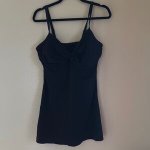 Lands' End Black Fitted Tie Front Camisole One Piece